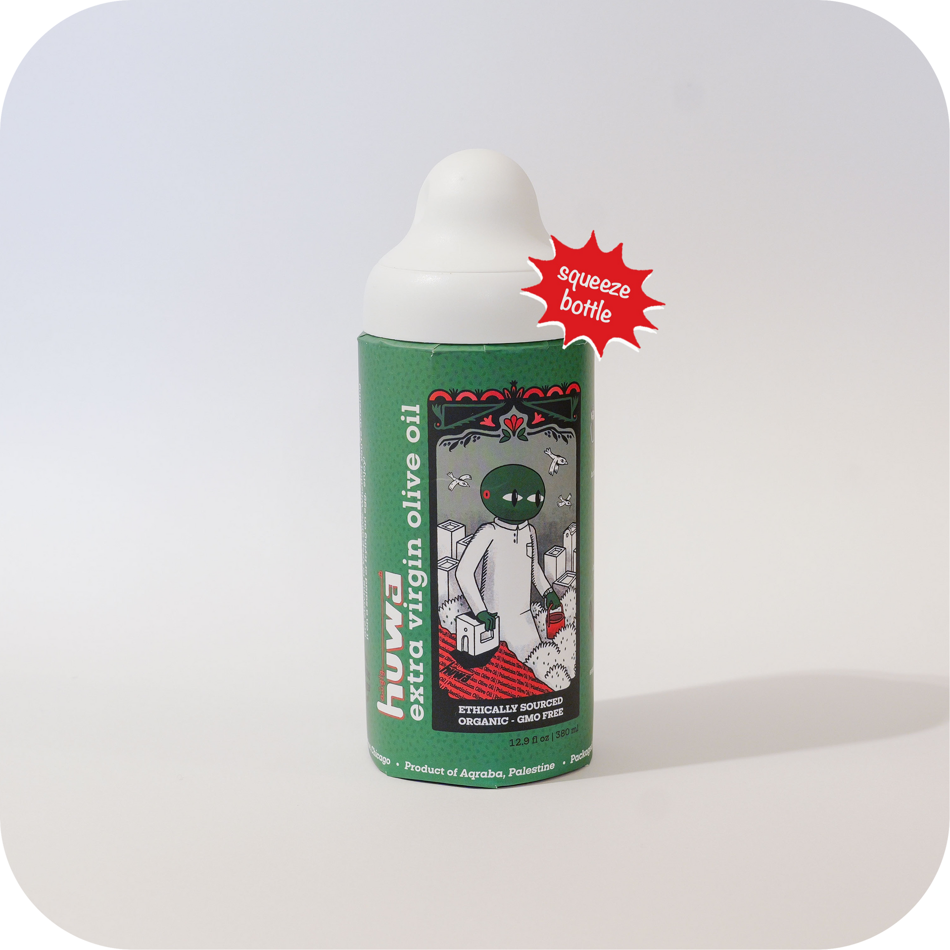 Huwa Palestinian Extra Virgin Olive Oil - 380 ml Squeeze Bottle